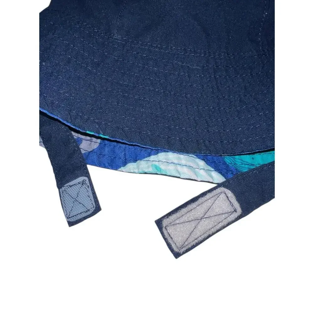 Reversible Ocean Print Bucket‎ Hat Submarines Whales Blue Toddler Size 2T-3T